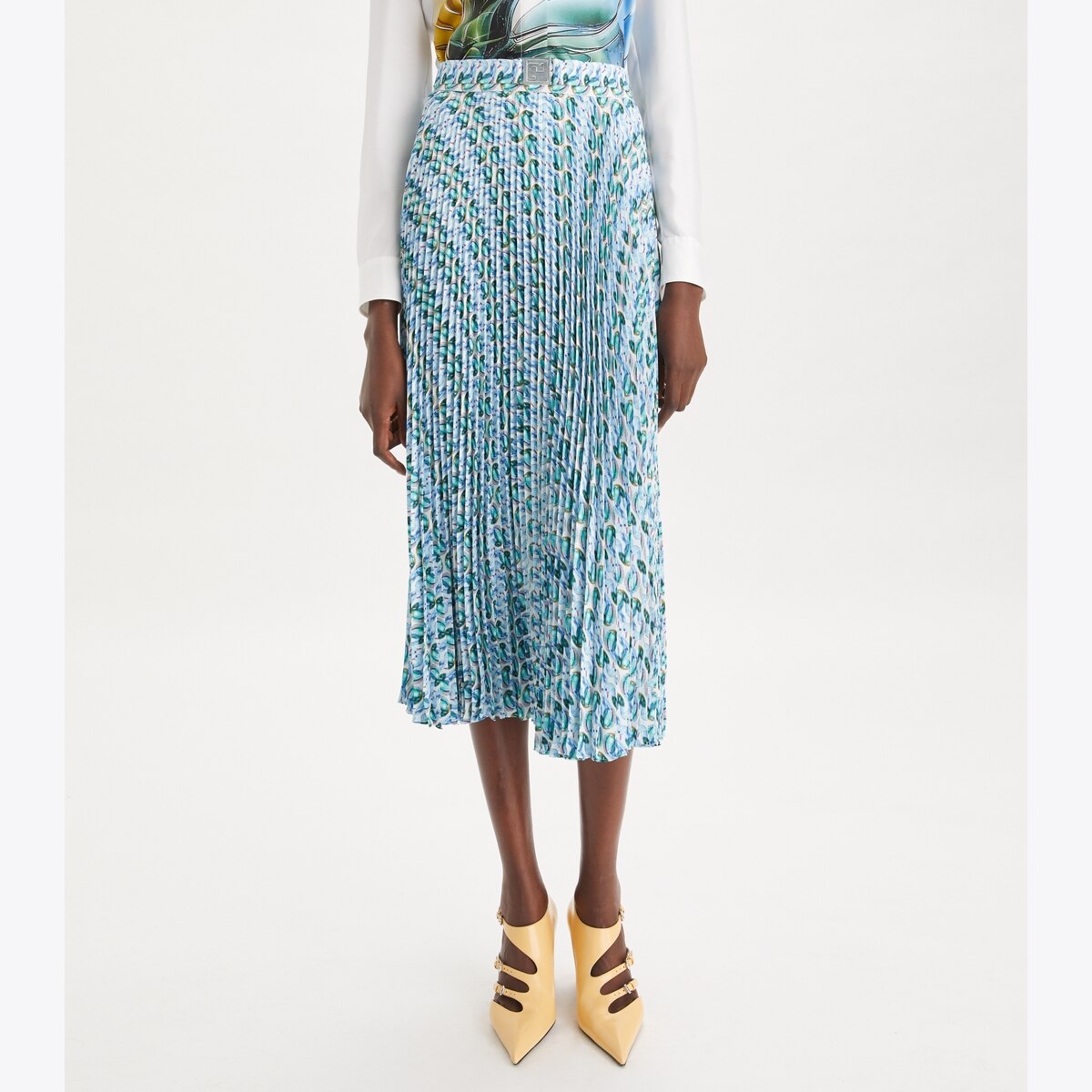 スカート Tory Burch Brown Viscose Skirt T Monogram Pleated Viscose Skirt: Women's Designer Bottoms