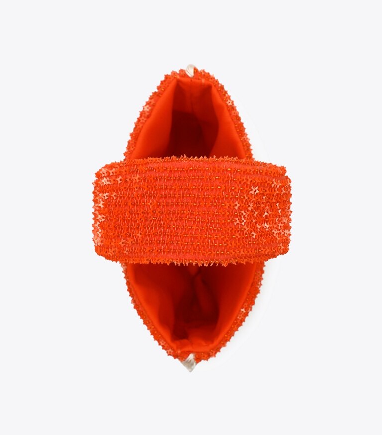 Tory Burch designer cabas Pochette à franges perlées dans Pepperoncini vue du dessus