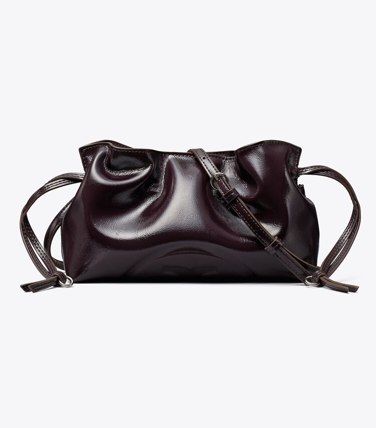Tory Burch designer sacs à bandoulière Pochette Ella à cordon de serrage effet vieilli in Mulberry front