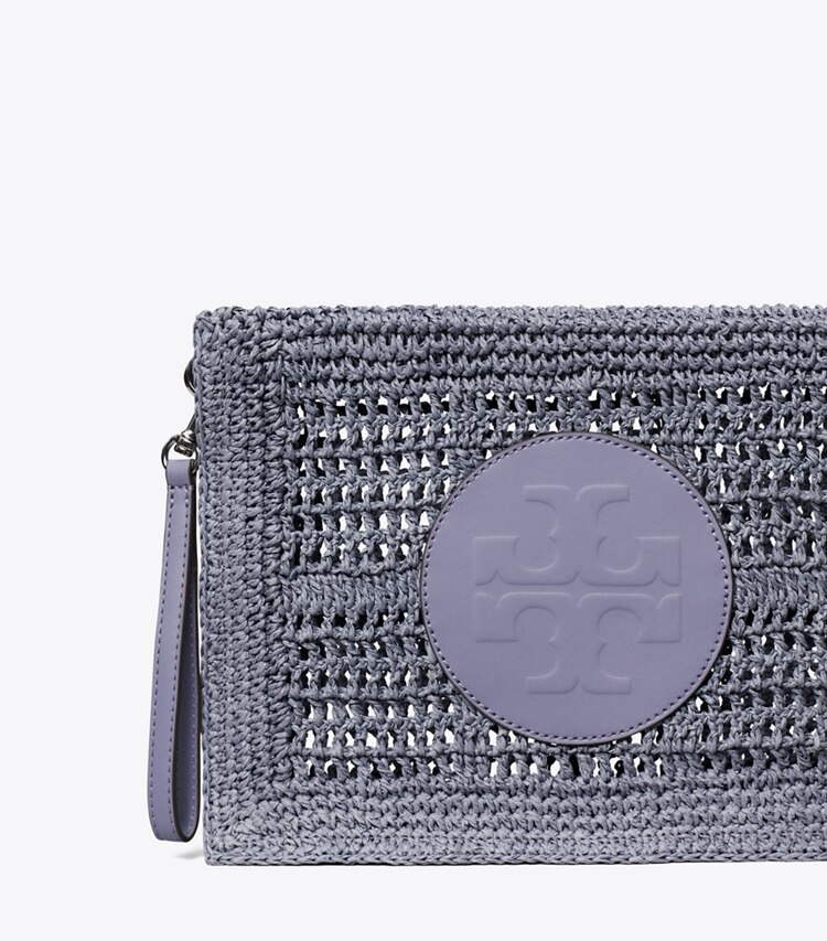 Tory Burch designer portes-monnaie Pochette Ella crochetée à la main in Gray informations