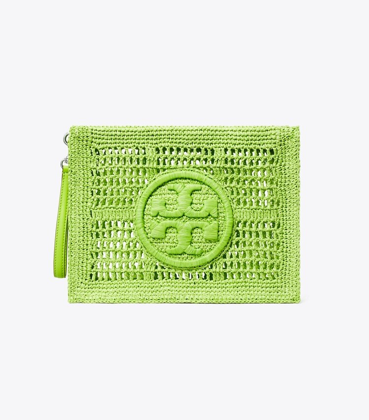 Tory Burch designer petites pochettes Pochette Ella crochetée in Bright Fern front