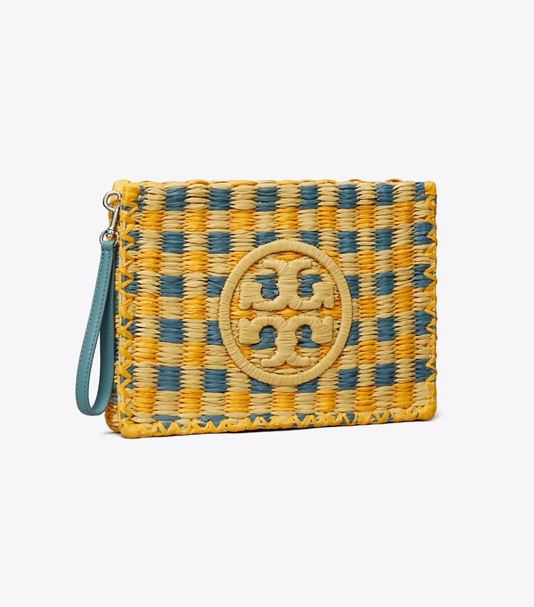 Tory Burch designer portafogli da polso Pochette Ella lavorata all’uncinetto a mano in Deep Turquoise angle