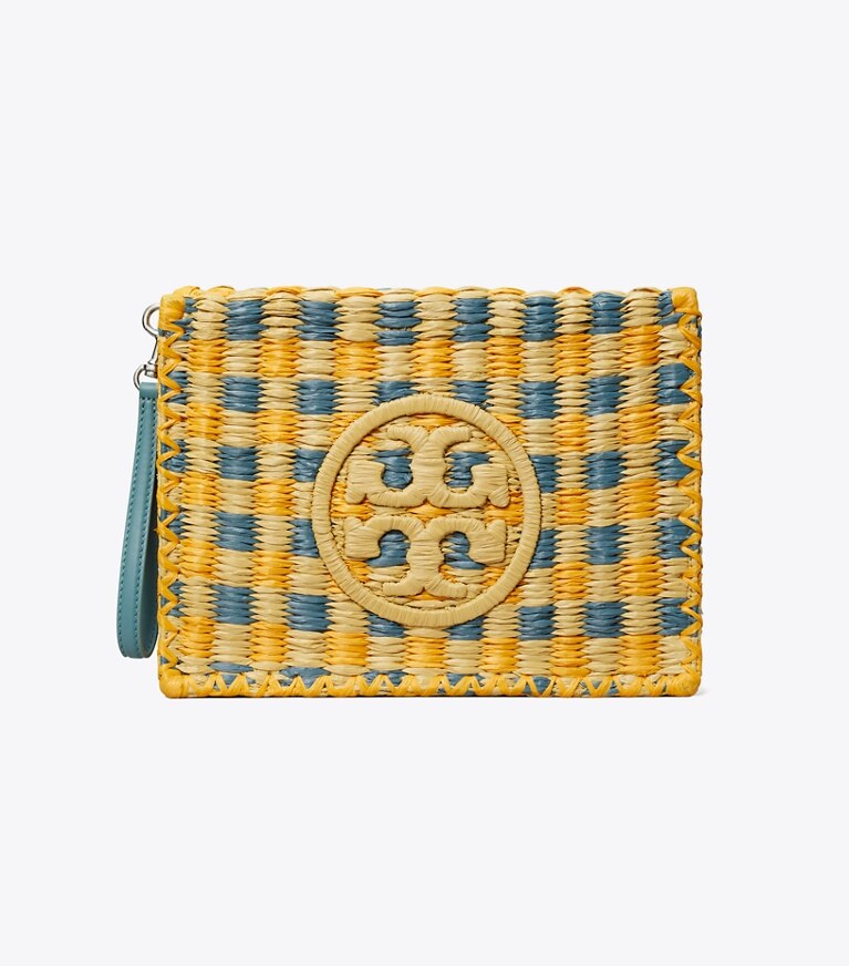 Tory Burch designer portafogli da polso Pochette Ella lavorata all’uncinetto a mano in Deep Turquoise angle