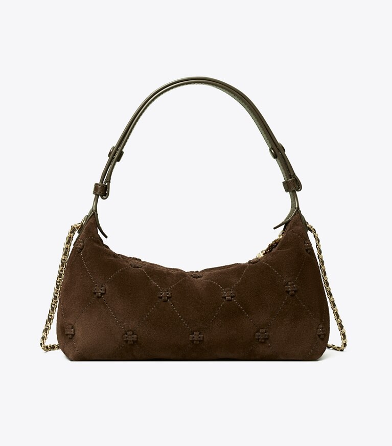 Tory Burch designer sacs à bandoulière Pochette en suède Bunny Knot dans Dark Cocoa retour