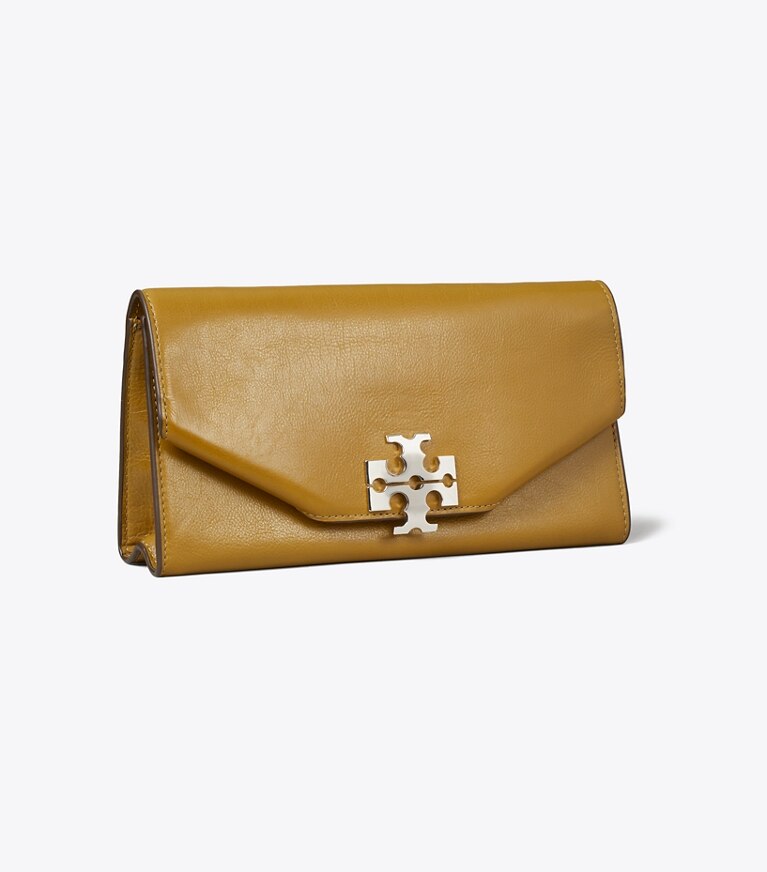 Tory Burch designer pochettes Pochette enveloppe Charlie dans WREN BROWN angle