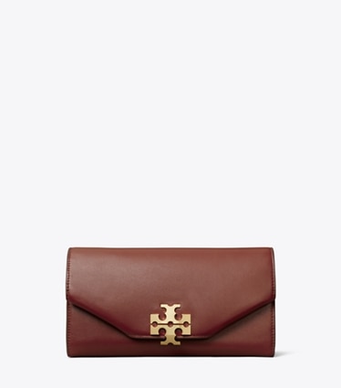 Tory Burch designer pochettes Pochette enveloppe Charlie in Cherry Brown front