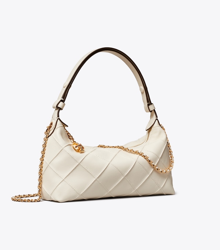 Tory Burch designer borse a spalla Pochette Fleming in Light Cream angle