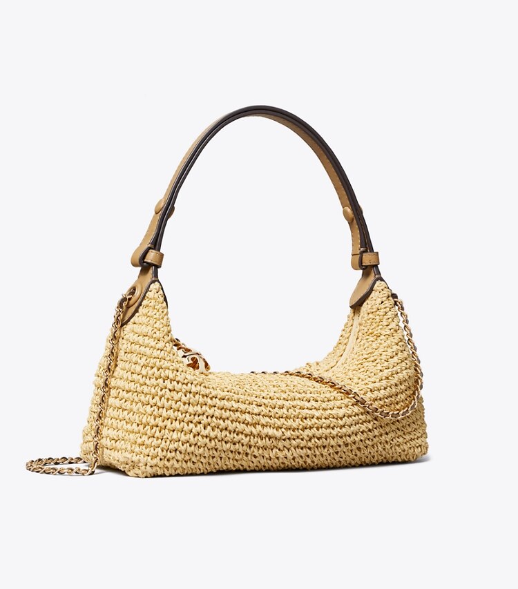 Tory Burch diseñador bolsos bandolera Pochette Fleming de croché en Natural ángulo
