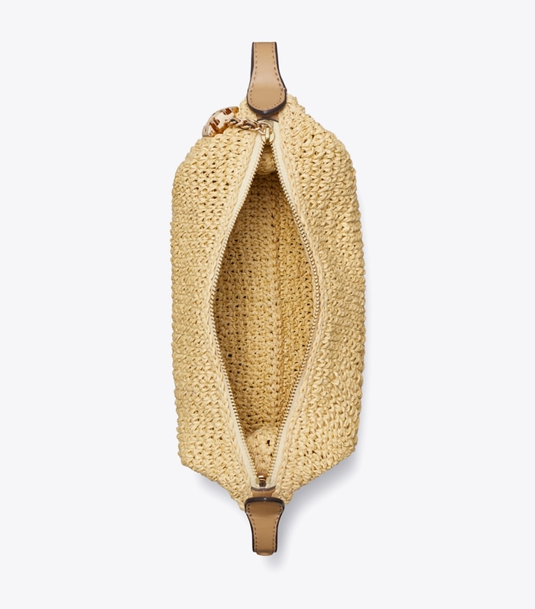 Tory Burch diseñador bolsos bandolera Pochette Fleming de croché en Natural vista superior
