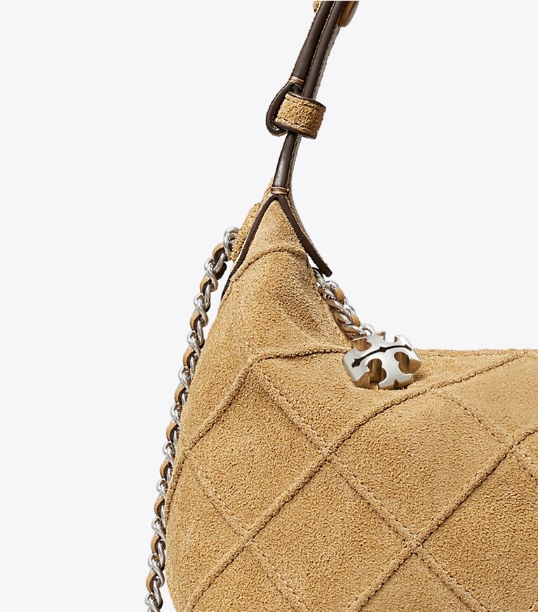 Tory Burch designer sacs à bandoulière Pochette Fleming en suède dans Stone détails