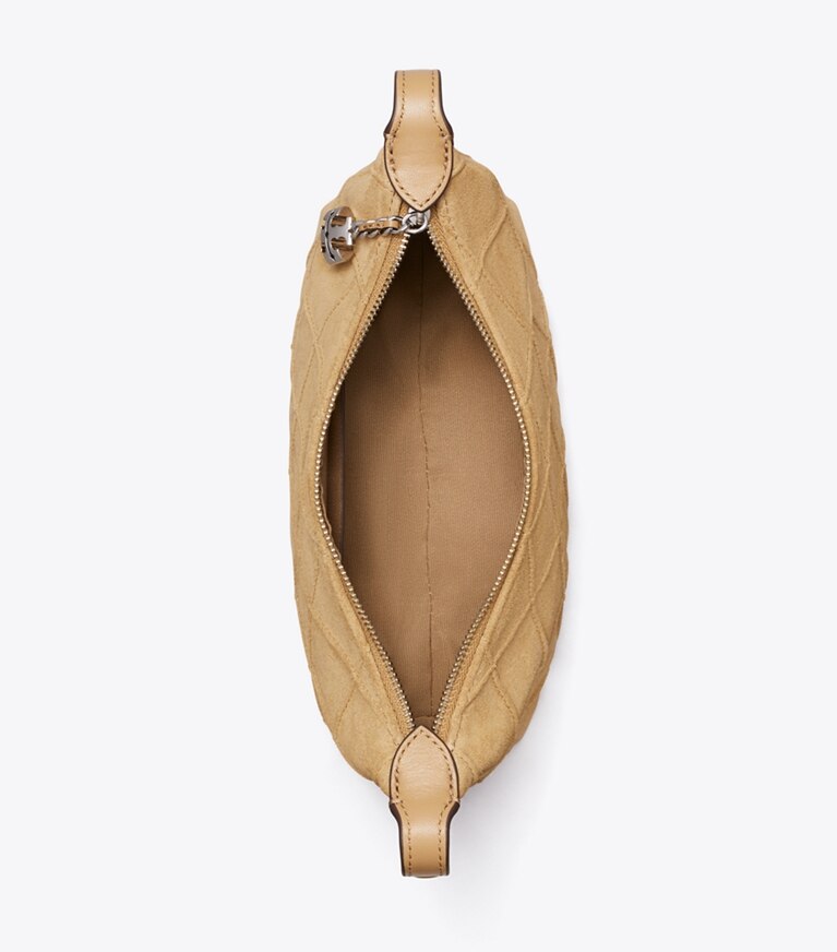 Tory Burch designer sacs à bandoulière Pochette Fleming en suède dans Stone vue du dessus