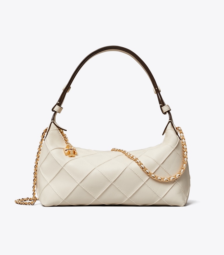 Tory Burch designer borse a spalla Pochette Fleming in Light Cream front