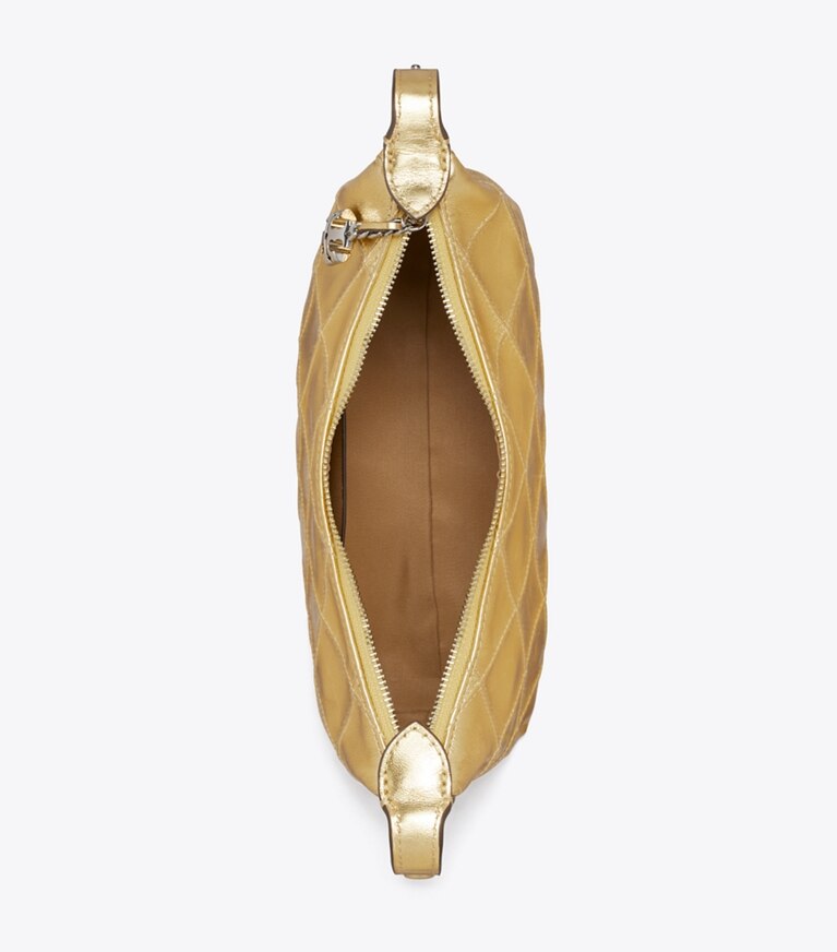 Tory Burch designer borse a spalla Pochette Fleming metallizzata in Gold Leaf superiore