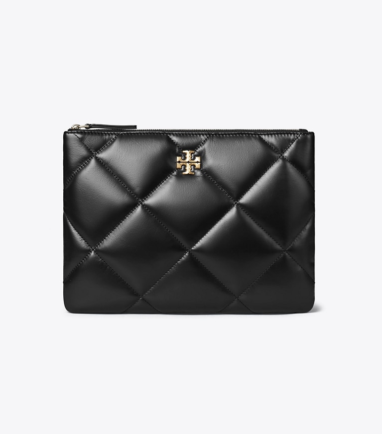 Tory Burch designer portes-monnaie Pochette matelassée diamant Kira dans Black de face