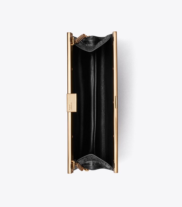 Tory Burch designer pochette Pochette rigida Gemini Link in pelle di serpente in BLACK superiore