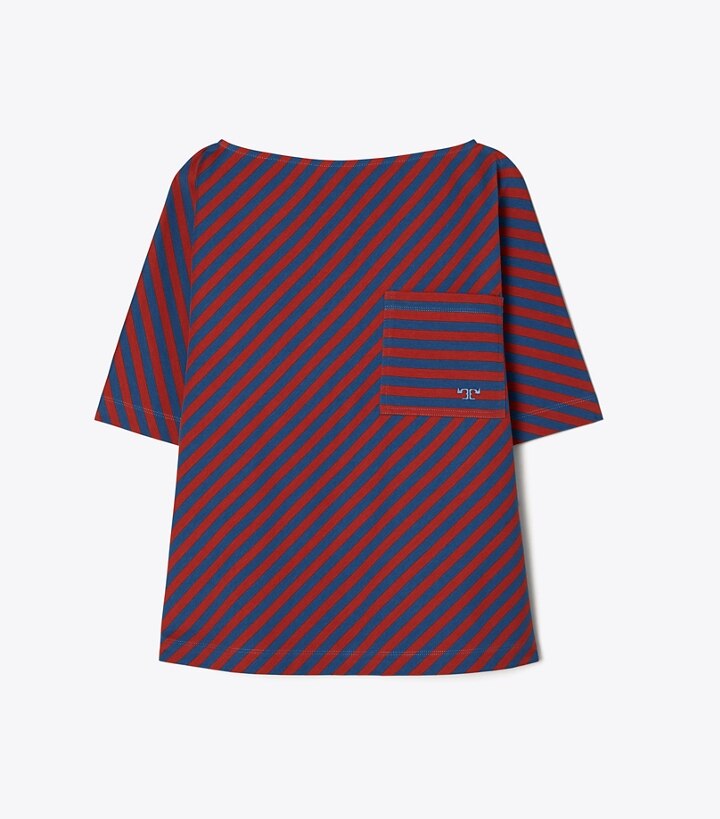 Pocket Stripe T-Shirt: Women's Designer Tops | Tory Burch