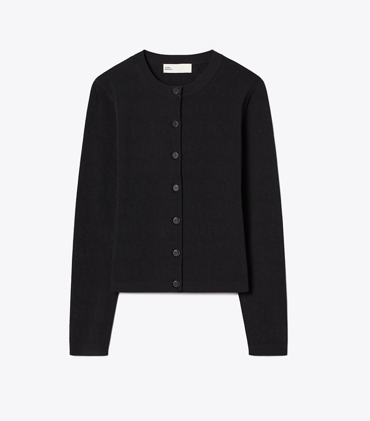 Tory Burch designer strickware Pointelle-Cardigan aus Viskose in Black front