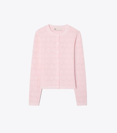 Tory Burch designer セーター ポインテール レーヨン カーディガン in Light Pink front