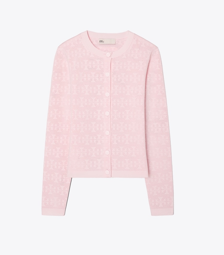 Tory Burch designer セーター ポインテール レーヨン カーディガン in Light Pink front