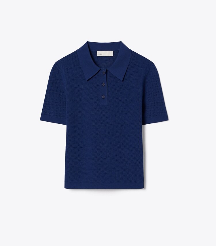 Tory Burch designer セーター ポインテール レーヨン ポロシャツ in Ocean front