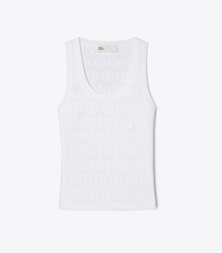 Tory Burch designer sweaters Pointelle Viscose Tank in White front