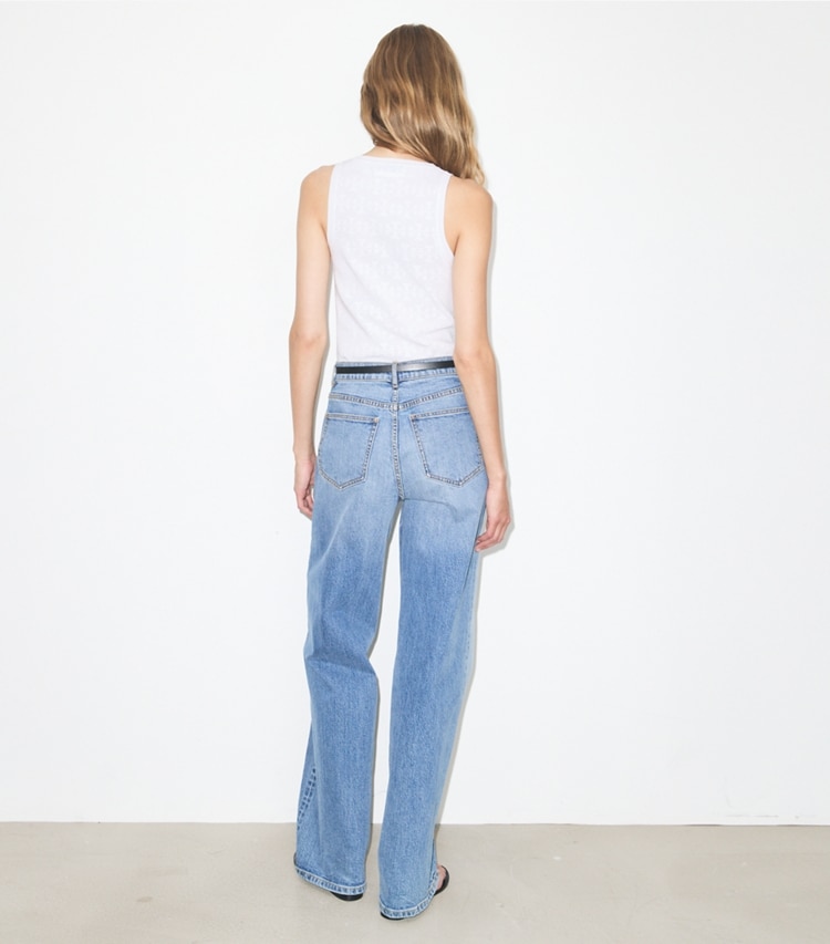 Tory Burch designer sweaters Pointelle Viscose Tank in White on model back