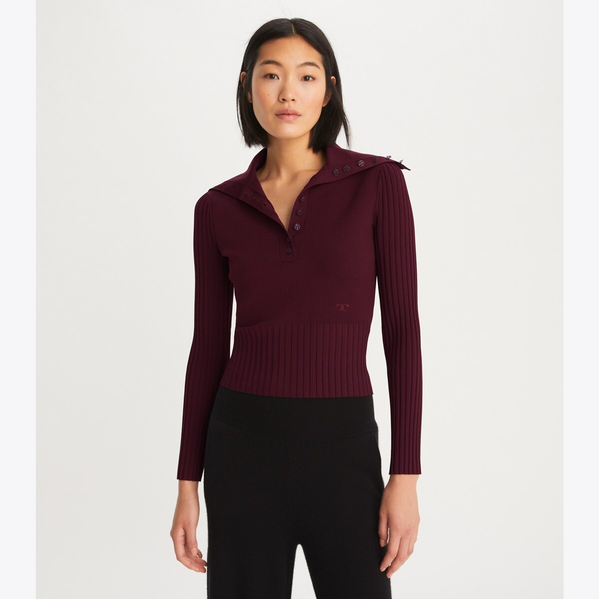 Polo Button Sweater: Women's Designer Sweaters | Tory Burch