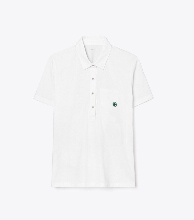 Tory Sport designer hauts Polo en coton mercerisé in Snow White front