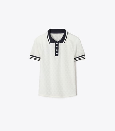Tory Sport designer hauts Polo en molleton jacquard in Snow White front