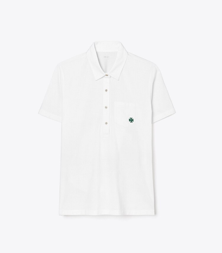 Tory Sport designer tops Polo in cotone mercerizzato in Snow White front