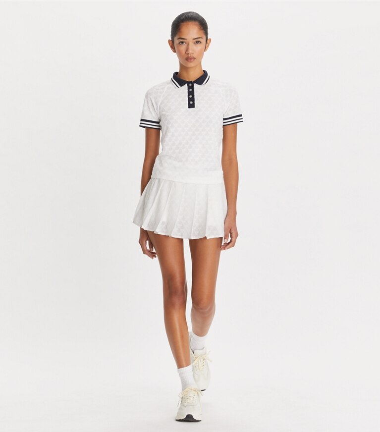 Tory Sport designer tops Polo in terry jacquard in Snow White front