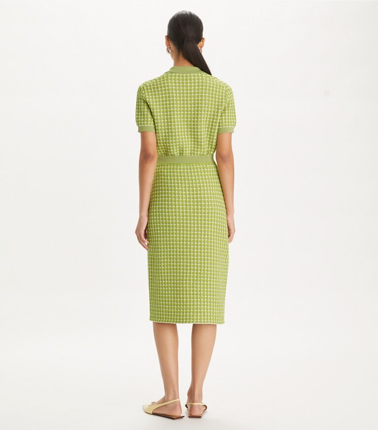 Tory Burch designer sweaters Polo jacquard in Dark Mint front