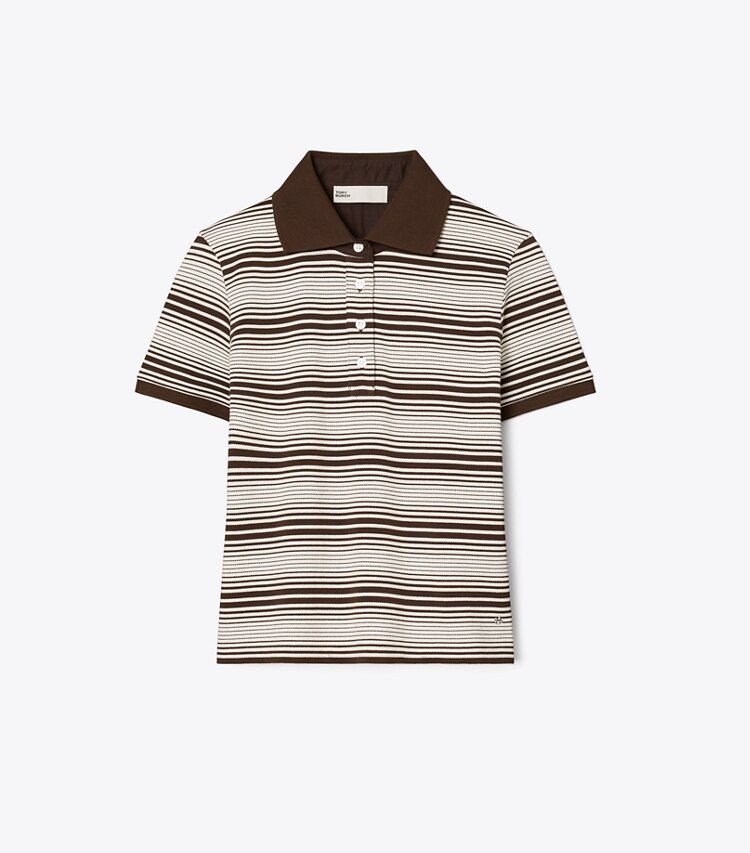 Tory Burch designer tops Polo Little Grumps in cotone in Chocolate Stripe front