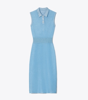Tory Burch designer dresses Polo Mesh Dress in Starlight Blue front