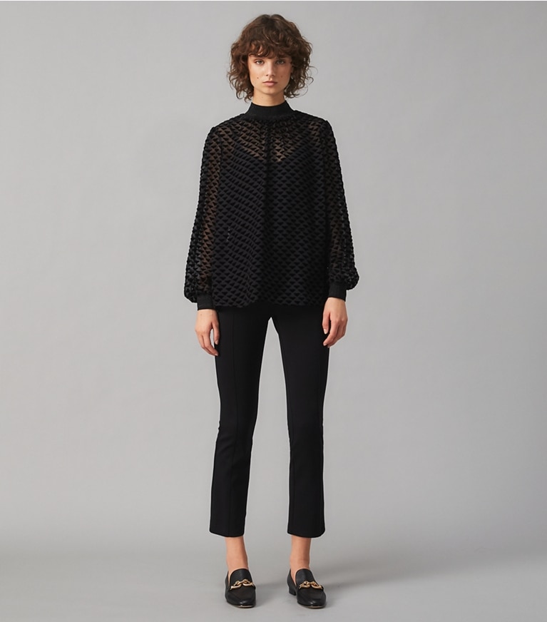 Tory Burch designer bottoms Ponte Flare Pant in Black front