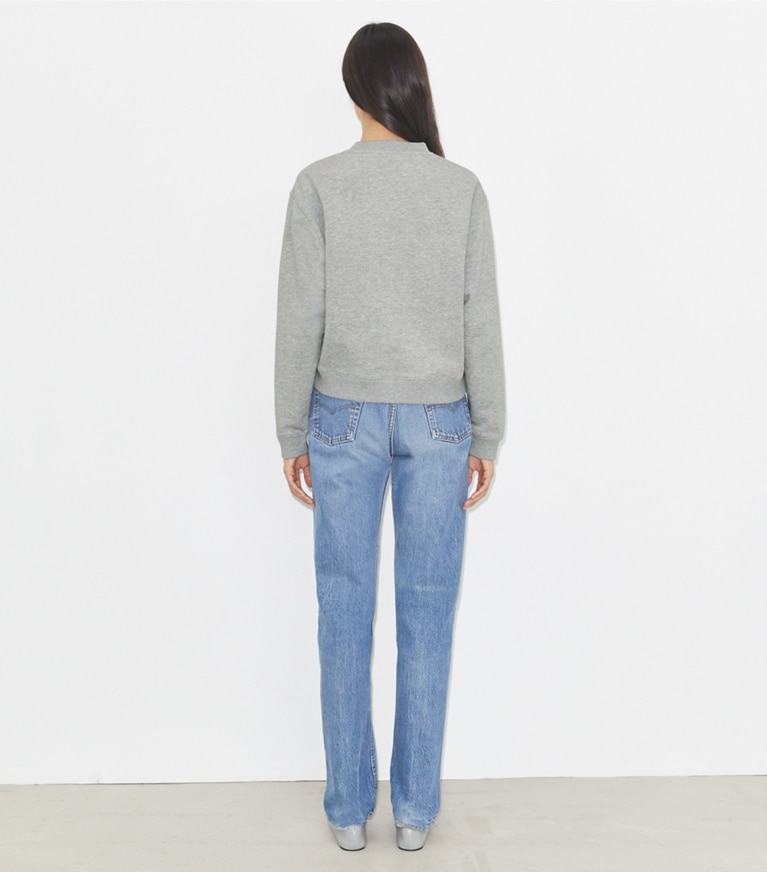 Tory Burch designer セーター ポニー フレンチテリー スウェットシャツ in Gray / Magenta front