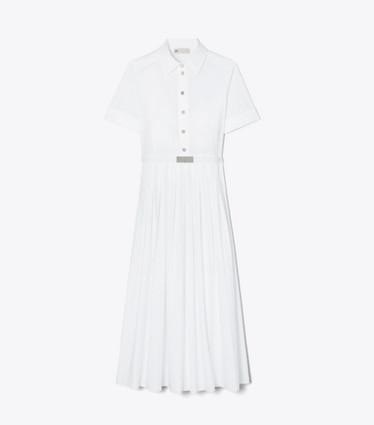 Tory Burch designer kleider Popeline-Hemdkleid mit Falten in White front