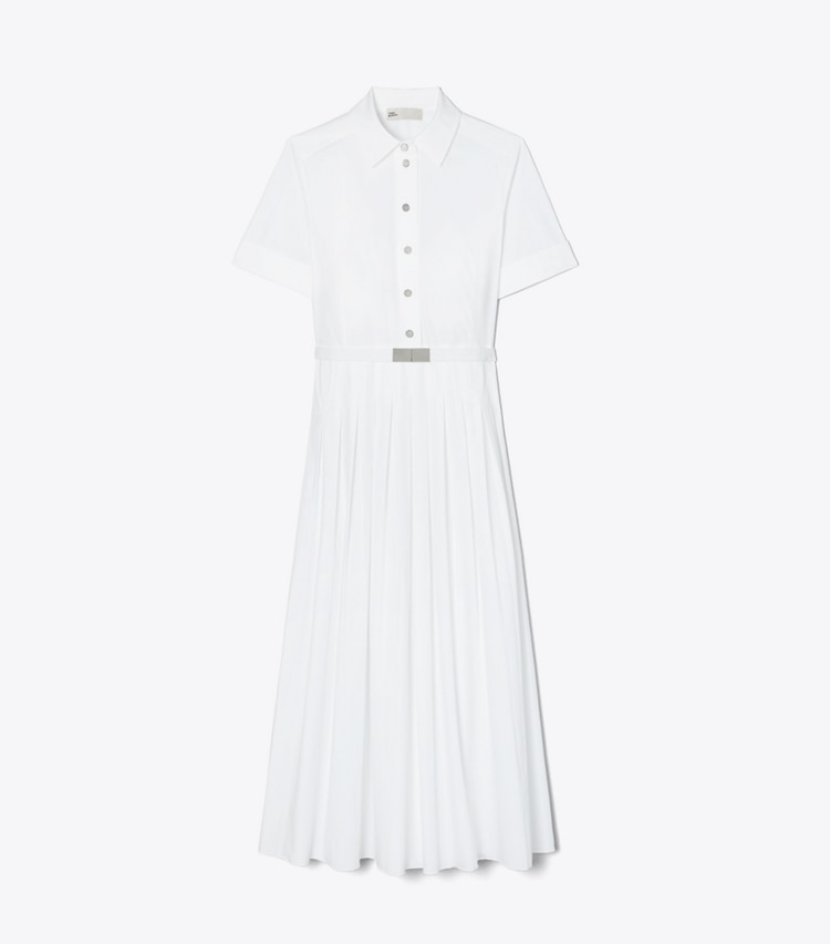 Tory Burch designer kleider Popeline-Hemdkleid mit Falten in White front