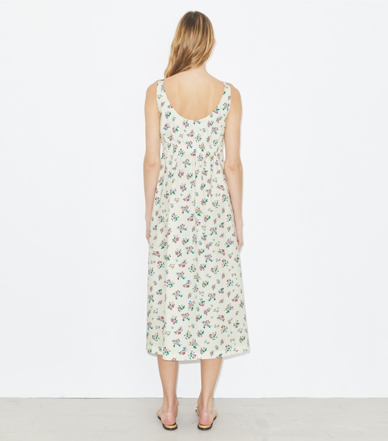 Tory Burch designer kleider Popeline-Kleid mit Bonding in Multi Ditsy Floral on model back