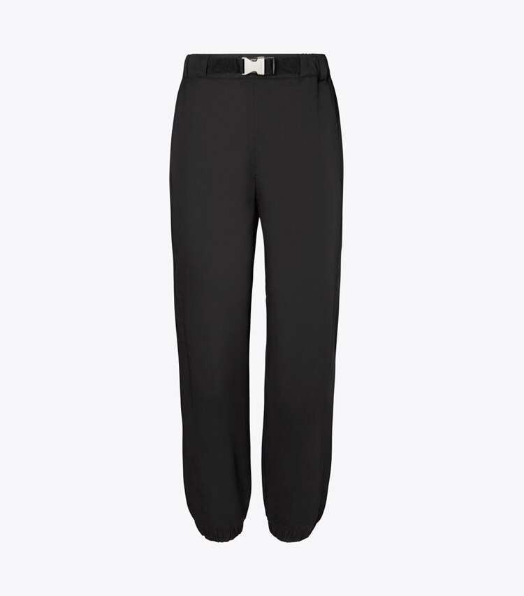 Tory Sport designer unterteile Popelinejogginghose mit Gürtel in Black front