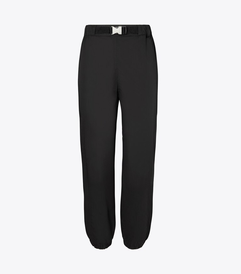 Tory Sport designer unterteile Popelinejogginghose mit Gürtel in Black front