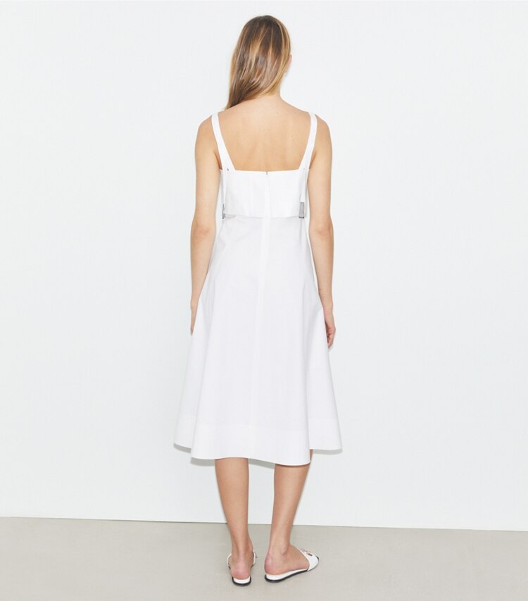 Tory Burch designer kleider Popelinekleid in White on model back