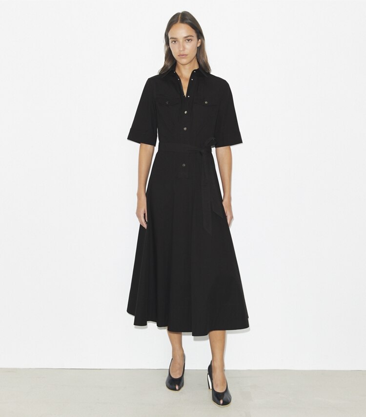 Tory Burch designer kleider Popelinekleid in Black modell von vorn