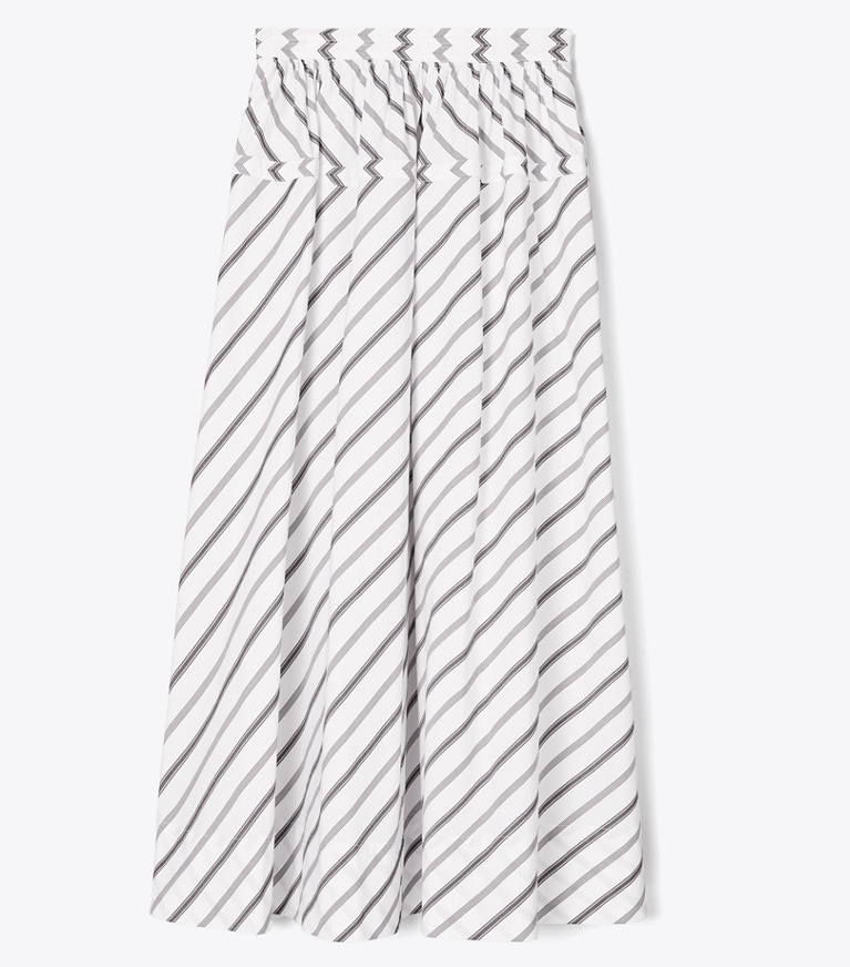Tory Burch designer unterteile Popelinerock mit unterschiedlichen Streifen in Black / White front main
