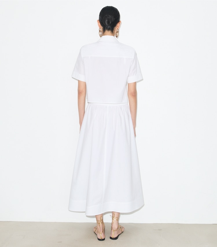 Tory Burch designer unterteile Popelinerock in White on model back
