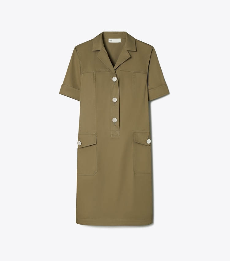 Tory Burch designer dresses Poplin Camp Dress in Rich Earth front