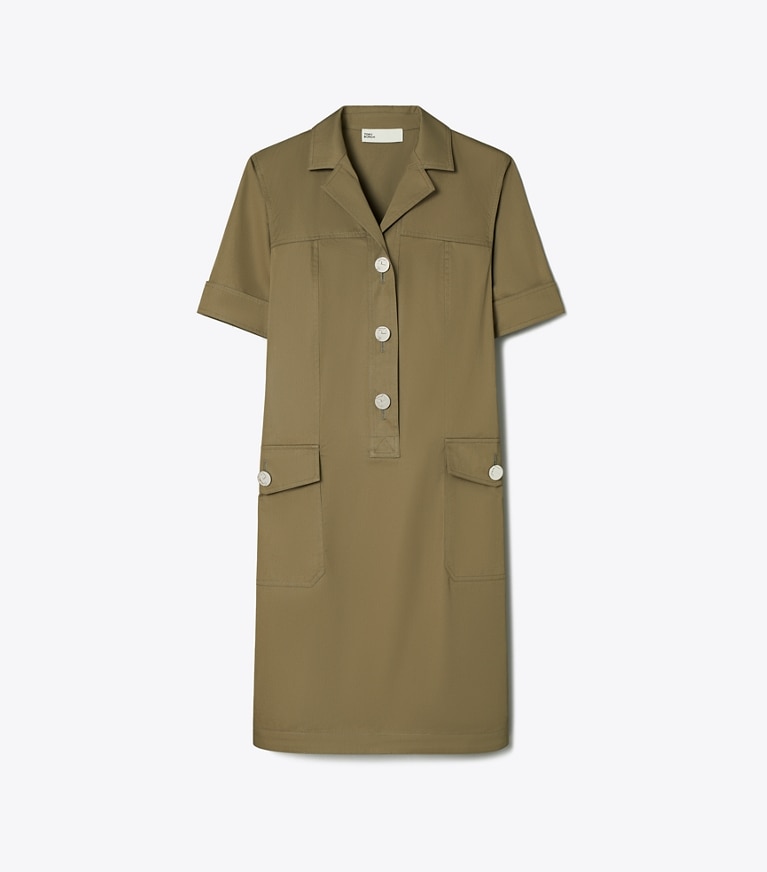 Tory Burch designer dresses Poplin Camp Dress in Rich Earth front