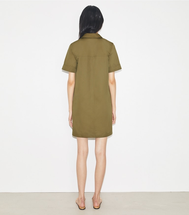 Tory Burch designer dresses Poplin Camp Dress in Rich Earth front