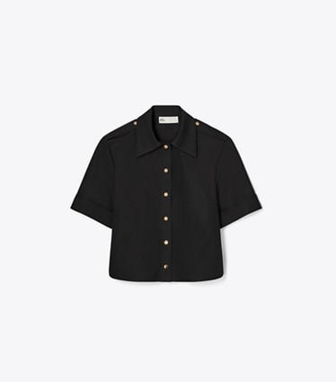 Tory Burch designer トップス ポプリン キャンプシャツ in Black front