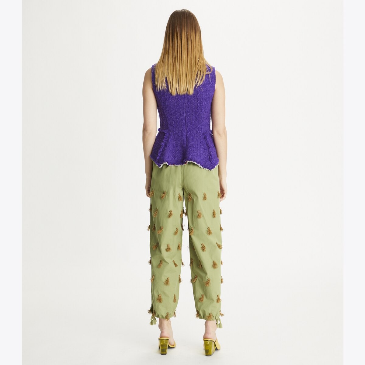 Tory Burch 25SS パンツ グリーン系 poplin-drawstring-pant-on-